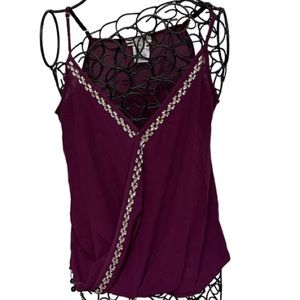 Socialite Ladies Asymmetrical Top | Front Strap Snap | Embellished Size S EUC